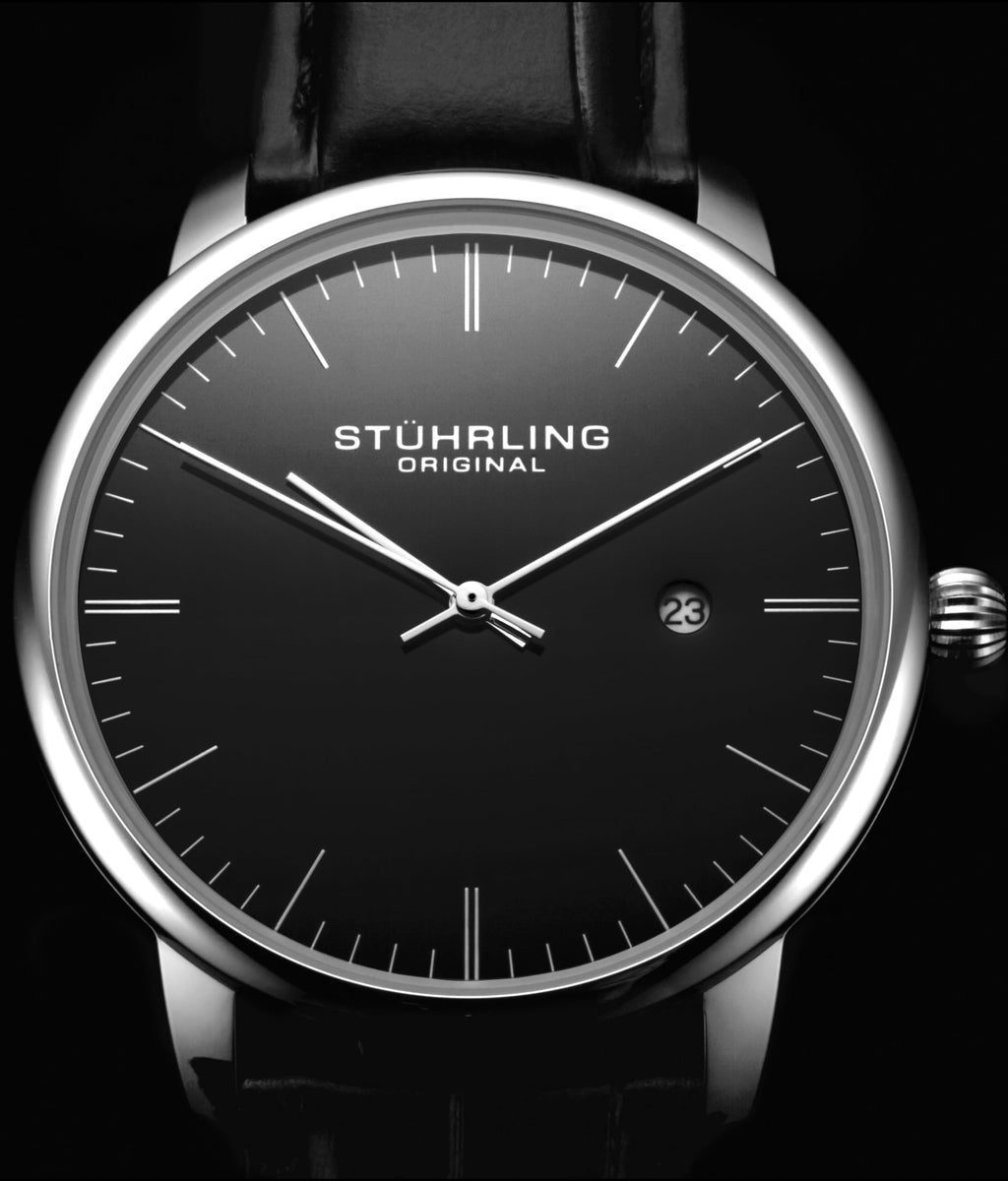 Men's 40mm Ultra Slim Leather Strap Quartz Analog Dress Watch M577