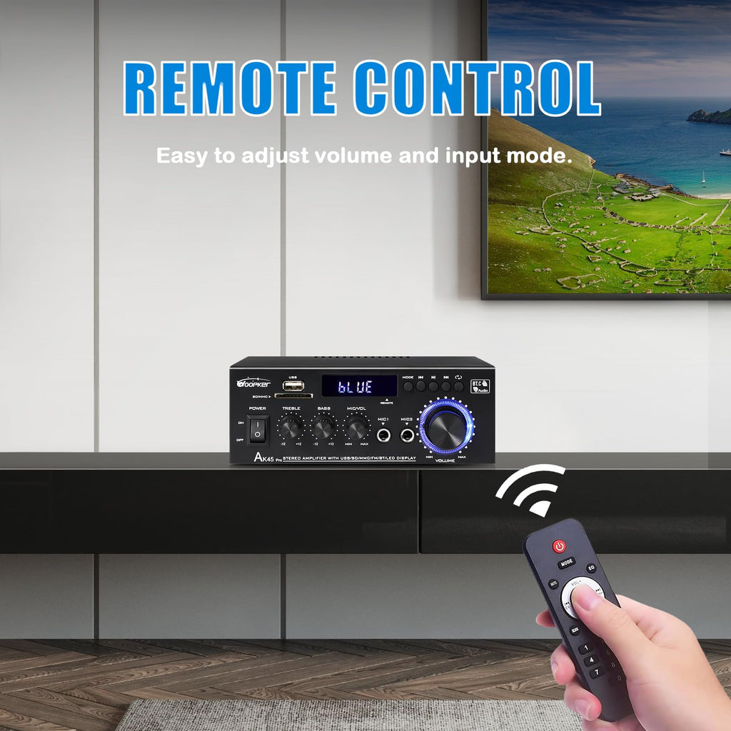 400W 2 Channel Bluetooth 5.0 Stereo Audio Amplifier V196