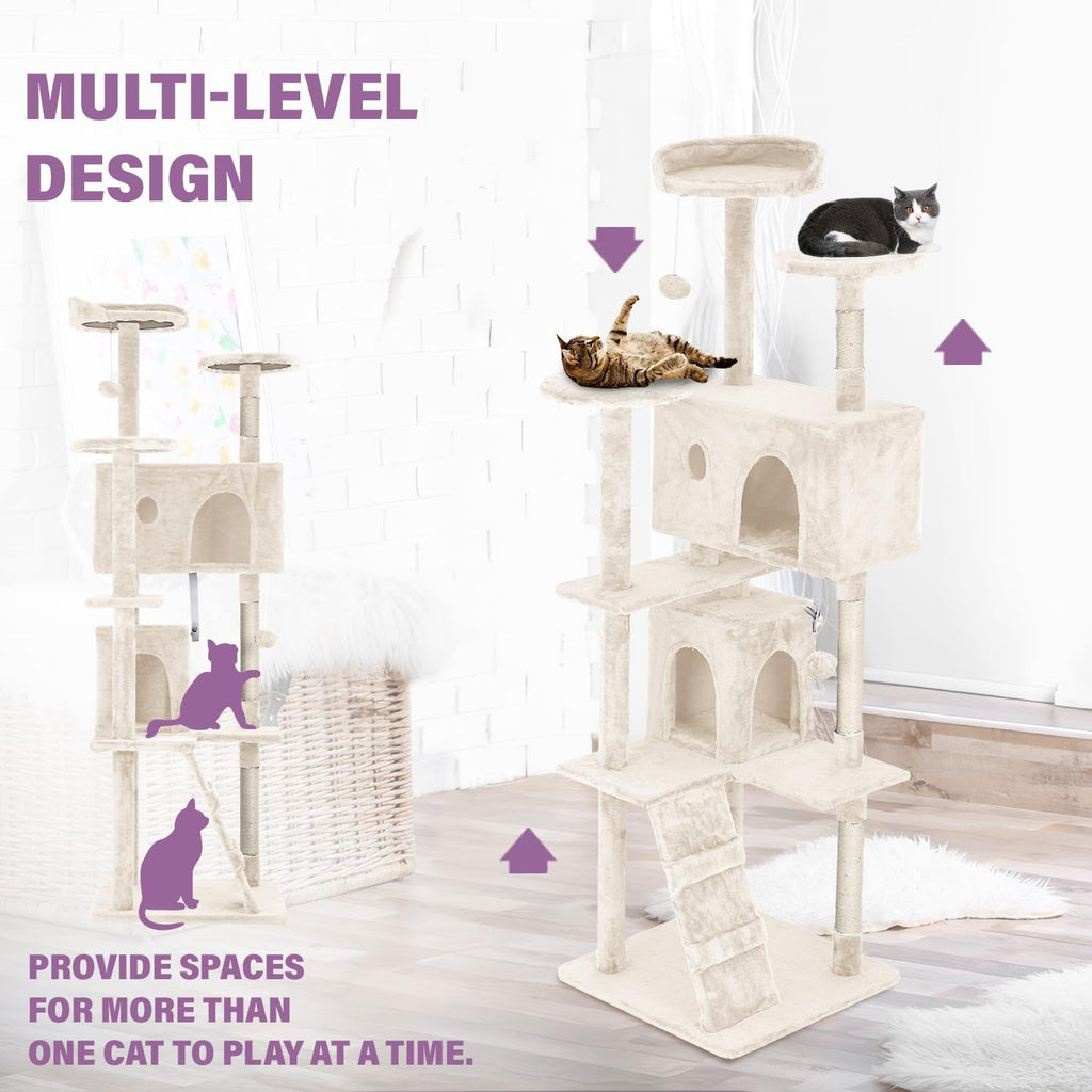 70 Inches Multi-Level Cat Tree with Scratching Posts Q896895