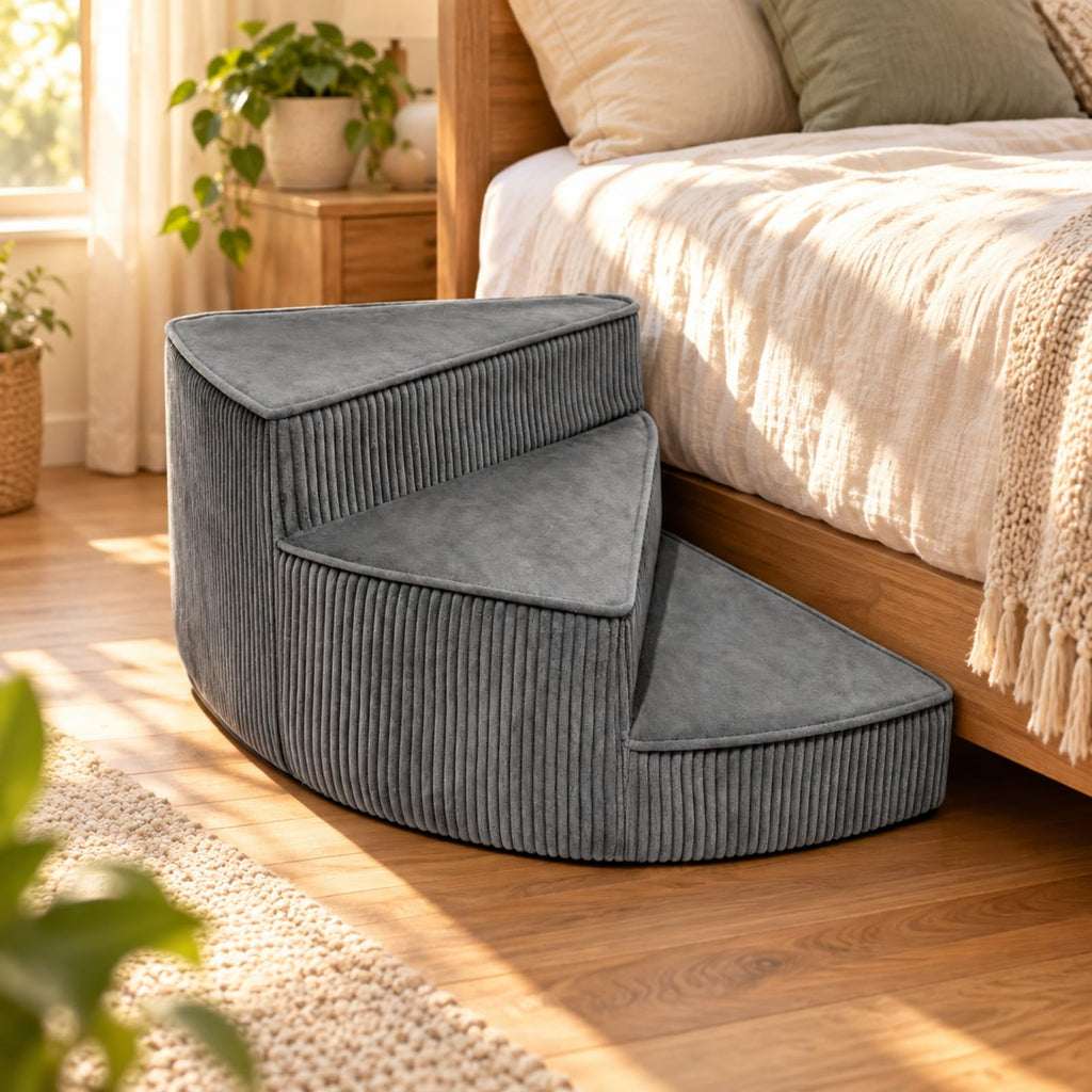 Portable Folding Pet Steps Ramp with Non Slip Base Dark Gray H8648