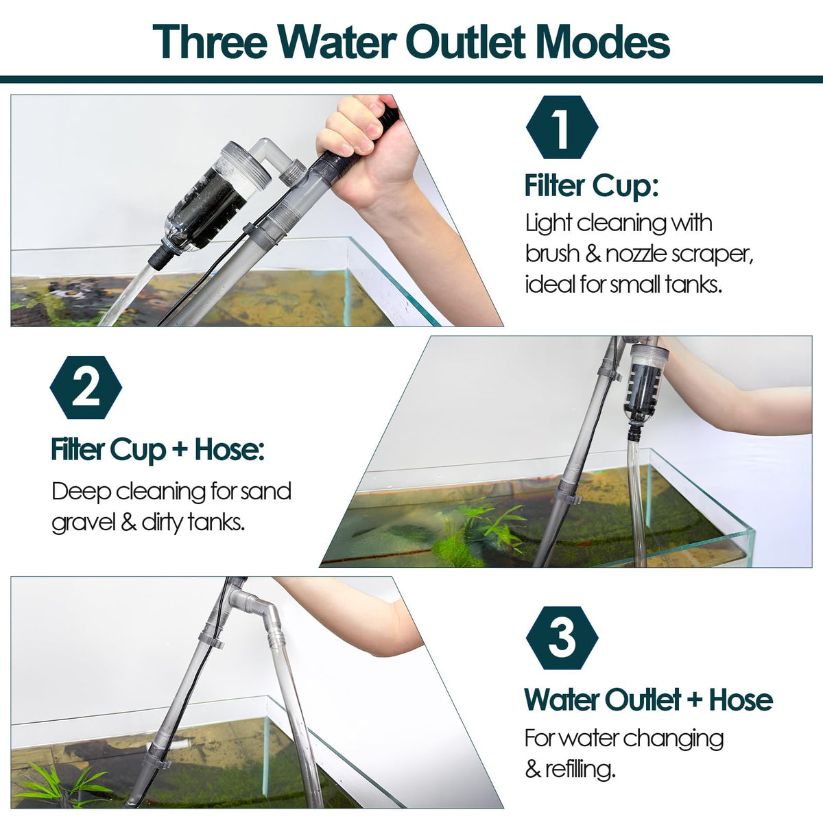 Electric Aquarium Gravel Cleaner, 528GPH Fish Tank Vacuum, 5-in-1 Sand Washer Water Changer Kit D261881