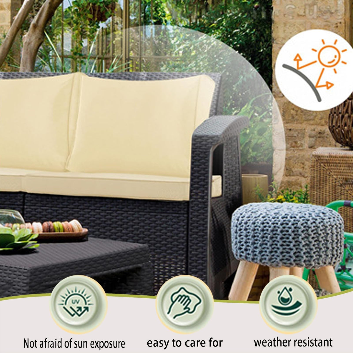Light Blue 14-Piece Water-Repellent Outdoor Replacement Cushions Set M1375
