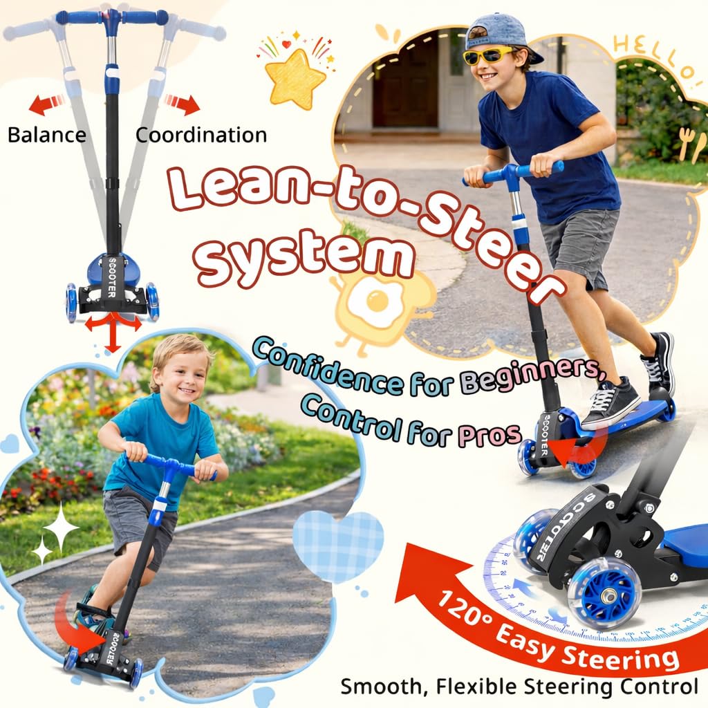 Three Wheeled Light Up Foldable Kick Scooter J3921