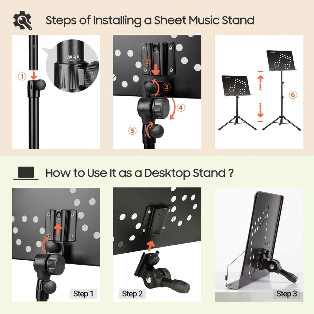 Adjustable Metal Sheet Music Stand with Carry Bag X677