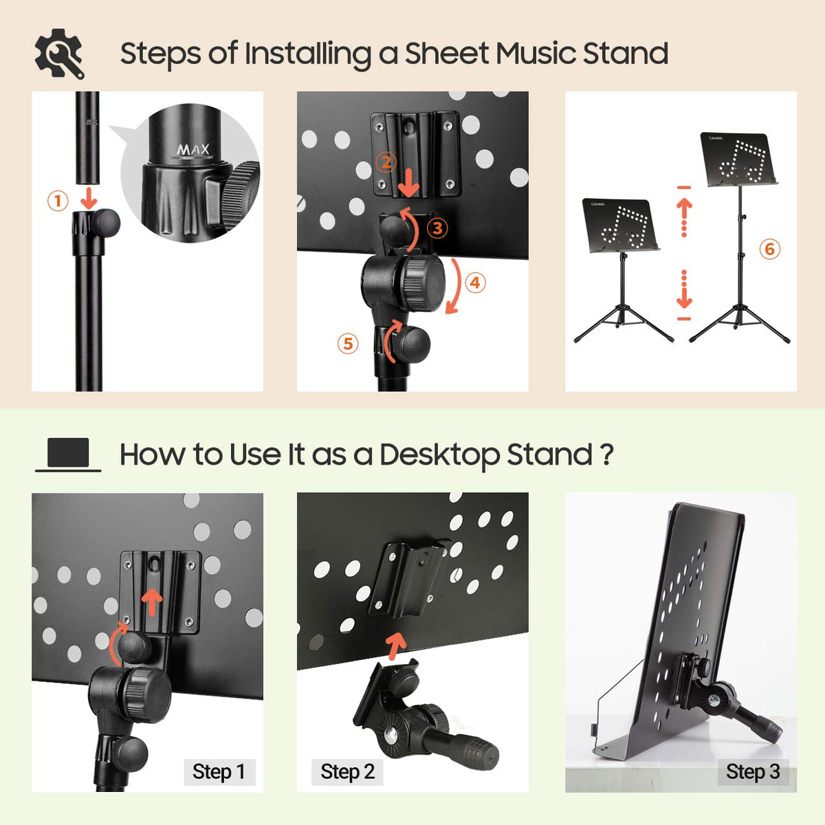 Adjustable Metal Sheet Music Stand with Carry Bag X677