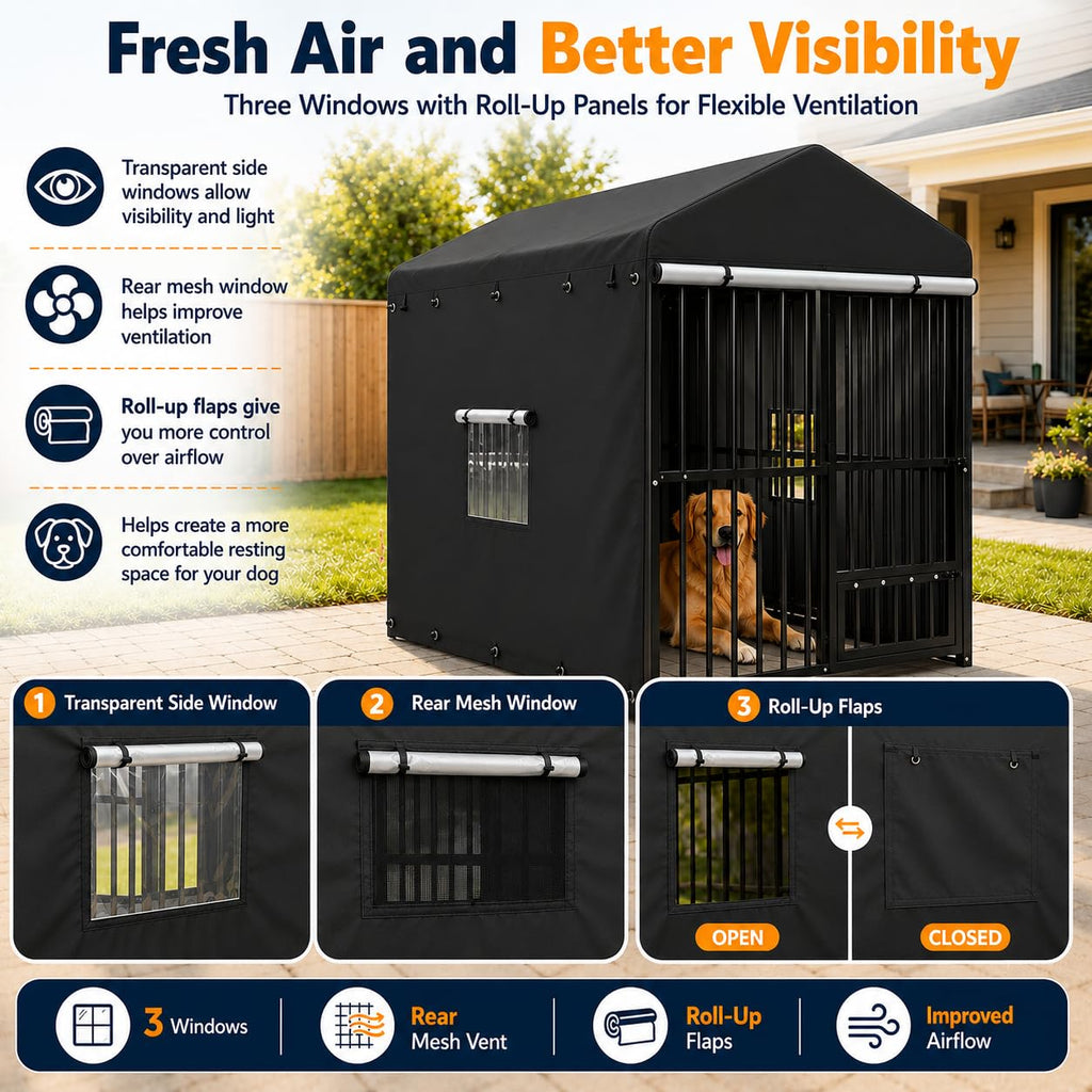 8x4 FT Heavy Duty Outdoor Dog Kennel with Full Cover A87301