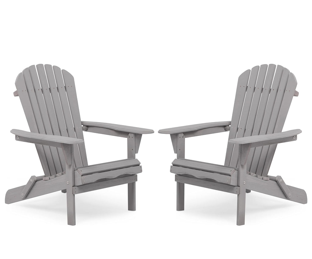 Wooden Folding Adirondack Chair Set of 2 Solid Cedar R892955
