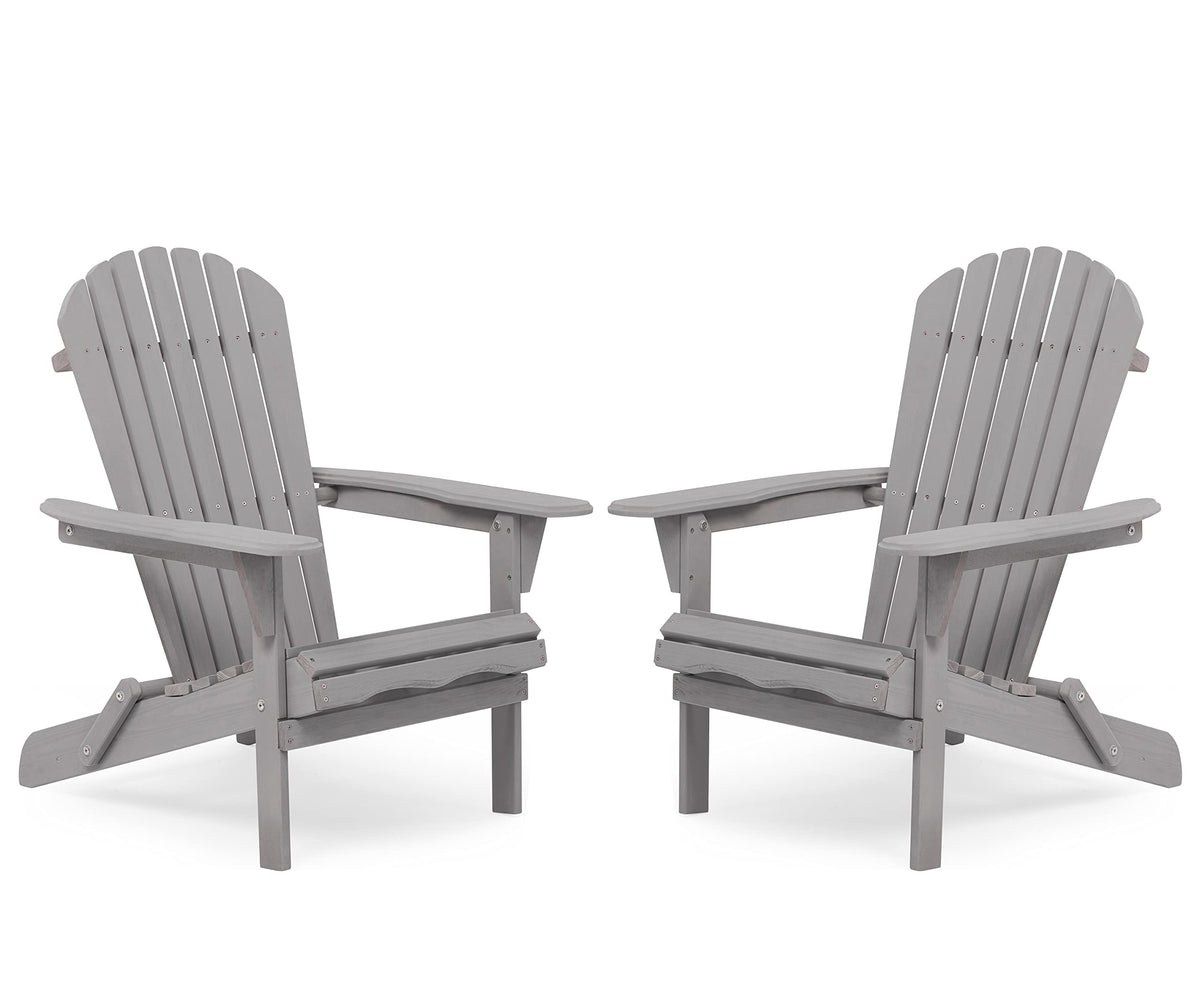 Wooden Folding Adirondack Chair Set of 2 Solid Cedar R892955