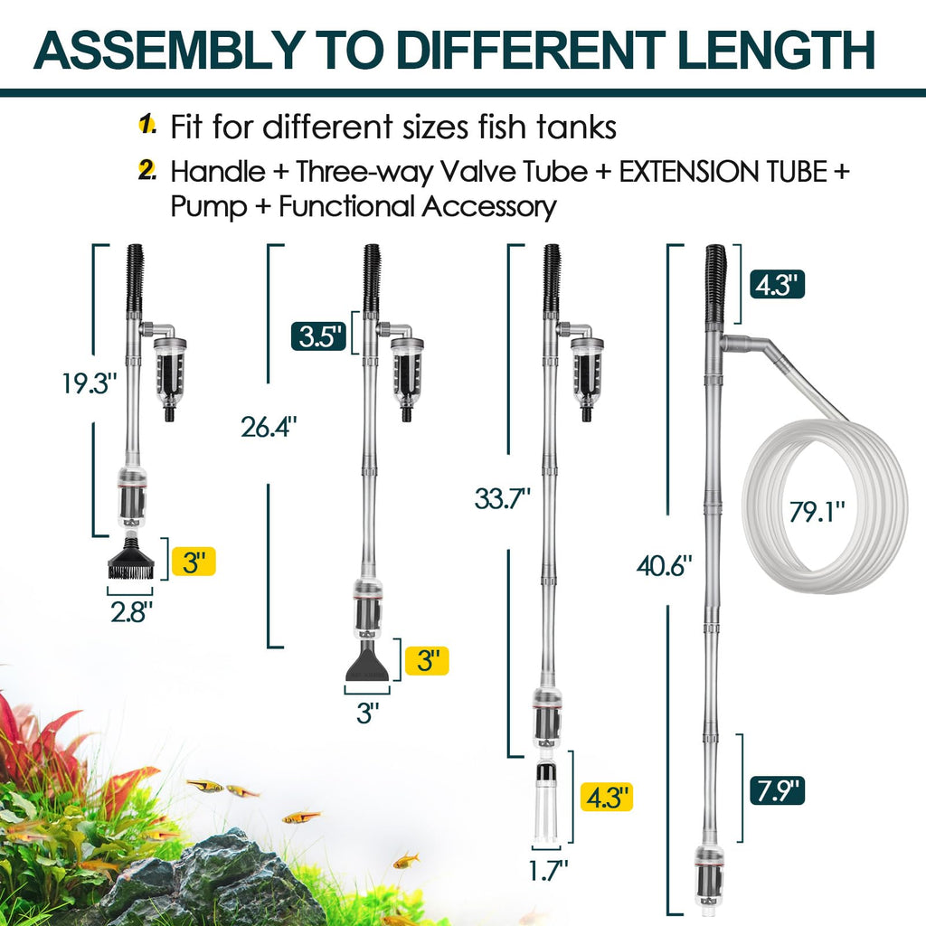 Electric Aquarium Gravel Cleaner, 528GPH Fish Tank Vacuum, 5-in-1 Sand Washer Water Changer Kit D261881