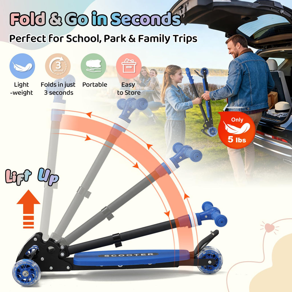 Three Wheeled Light Up Foldable Kick Scooter J3921