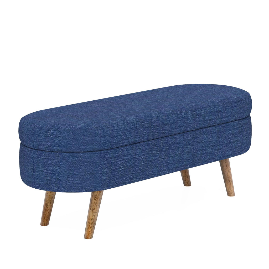 Oval Storage Bench with Rubber Wood Legs A490293