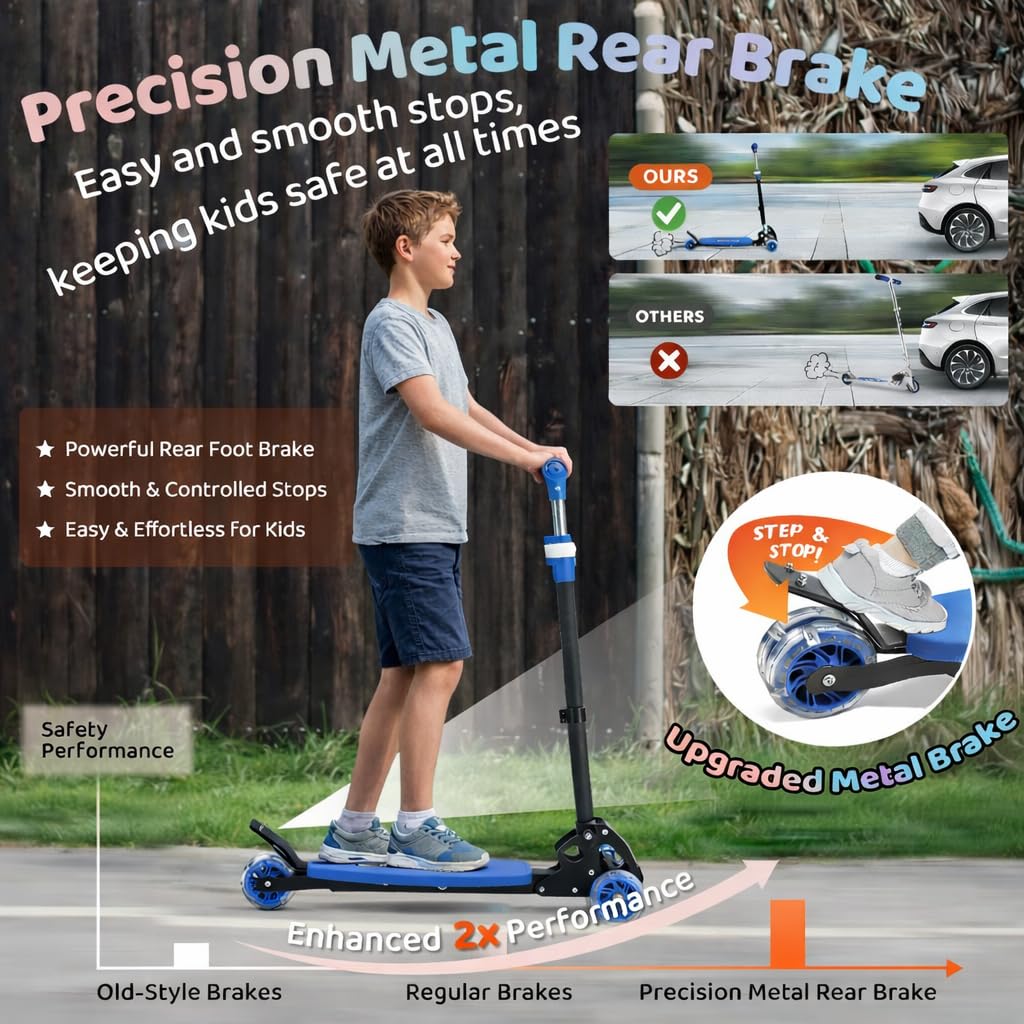 Three Wheeled Light Up Foldable Kick Scooter J3921