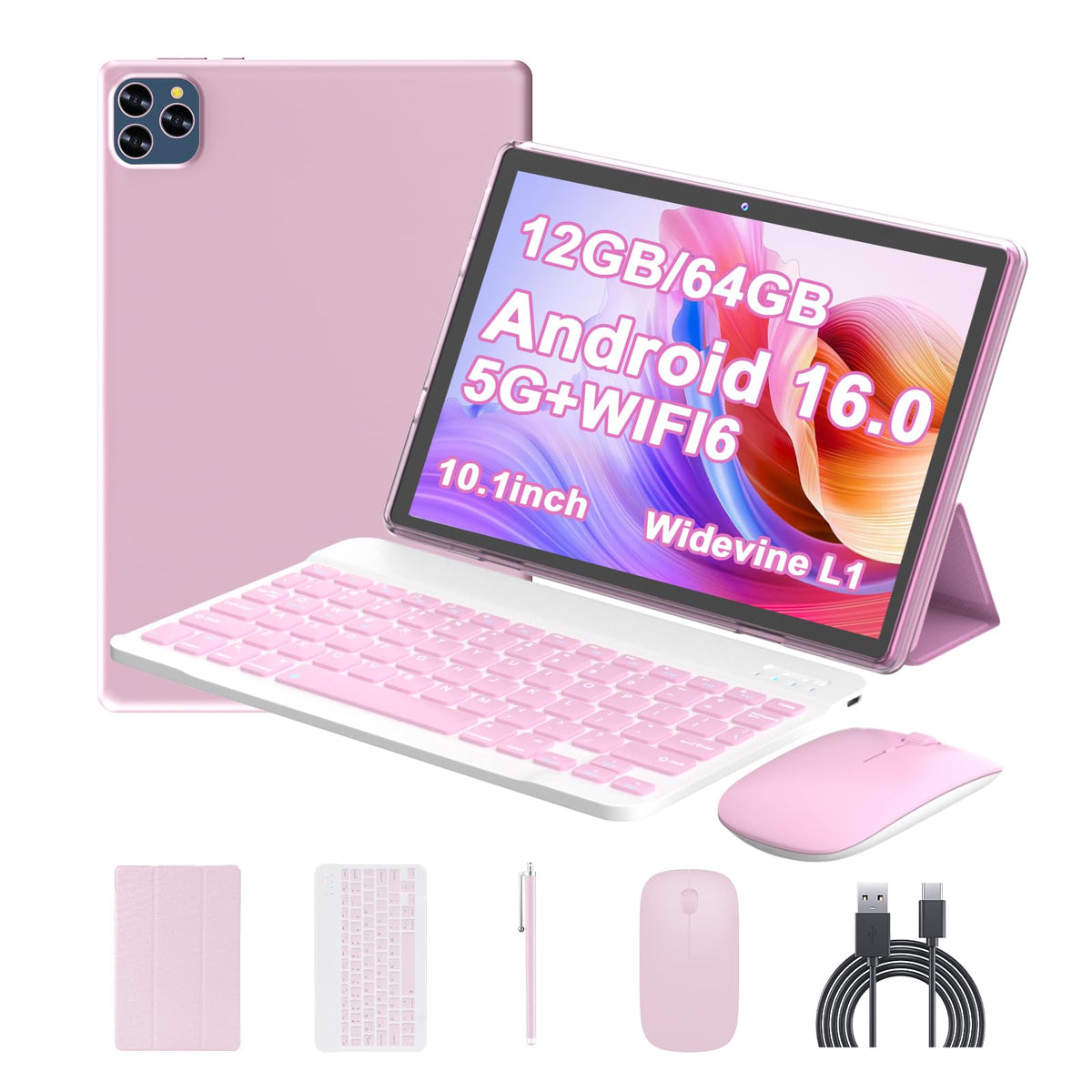 Android 16 Tablet 10 Inch 12 GB RAM 64GB ROM 2 in 1 Tablet PC T557