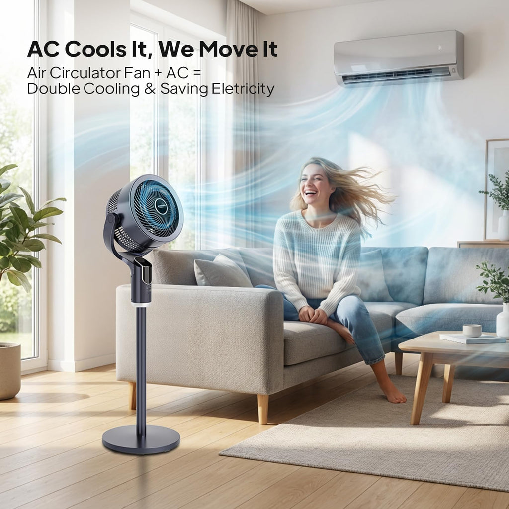 3-in-1 Pedestal Tabletop Fan with Remote Grey 2-Pack I73715