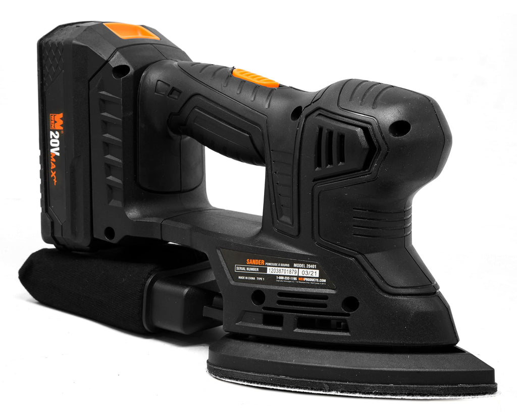 Cordless Palm Sander with 20V Max 2.0 Ah Lithium-Ion Battery and Charger C204
