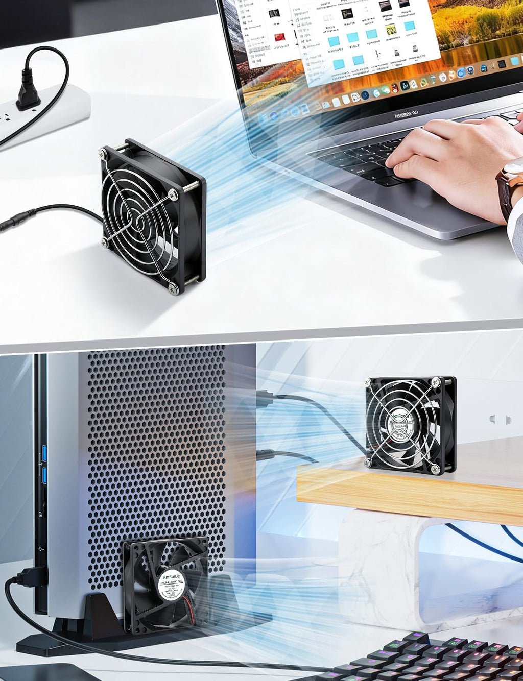 80mm 12v Small Computer Fan with AC Plug R12425