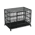 48" Metal Dog Crate with Tray & Wheels E3655