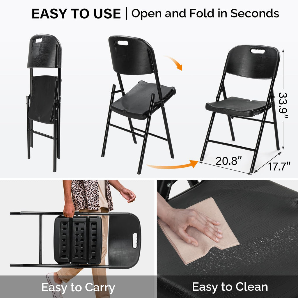 Dark 4 Pack HDPE Folding Chairs with Steel Frame K912856