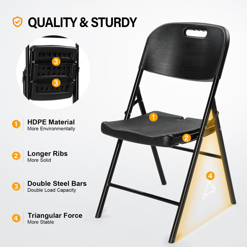 Dark 4 Pack HDPE Folding Chairs with Steel Frame K912856