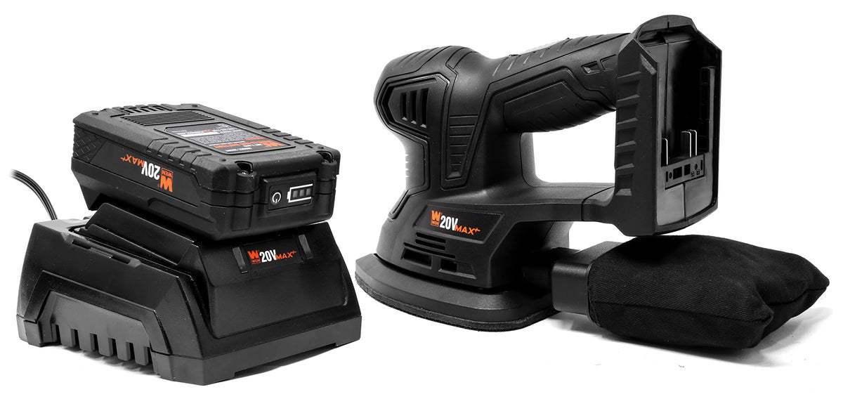 Cordless Palm Sander with 20V Max 2.0 Ah Lithium-Ion Battery and Charger C204