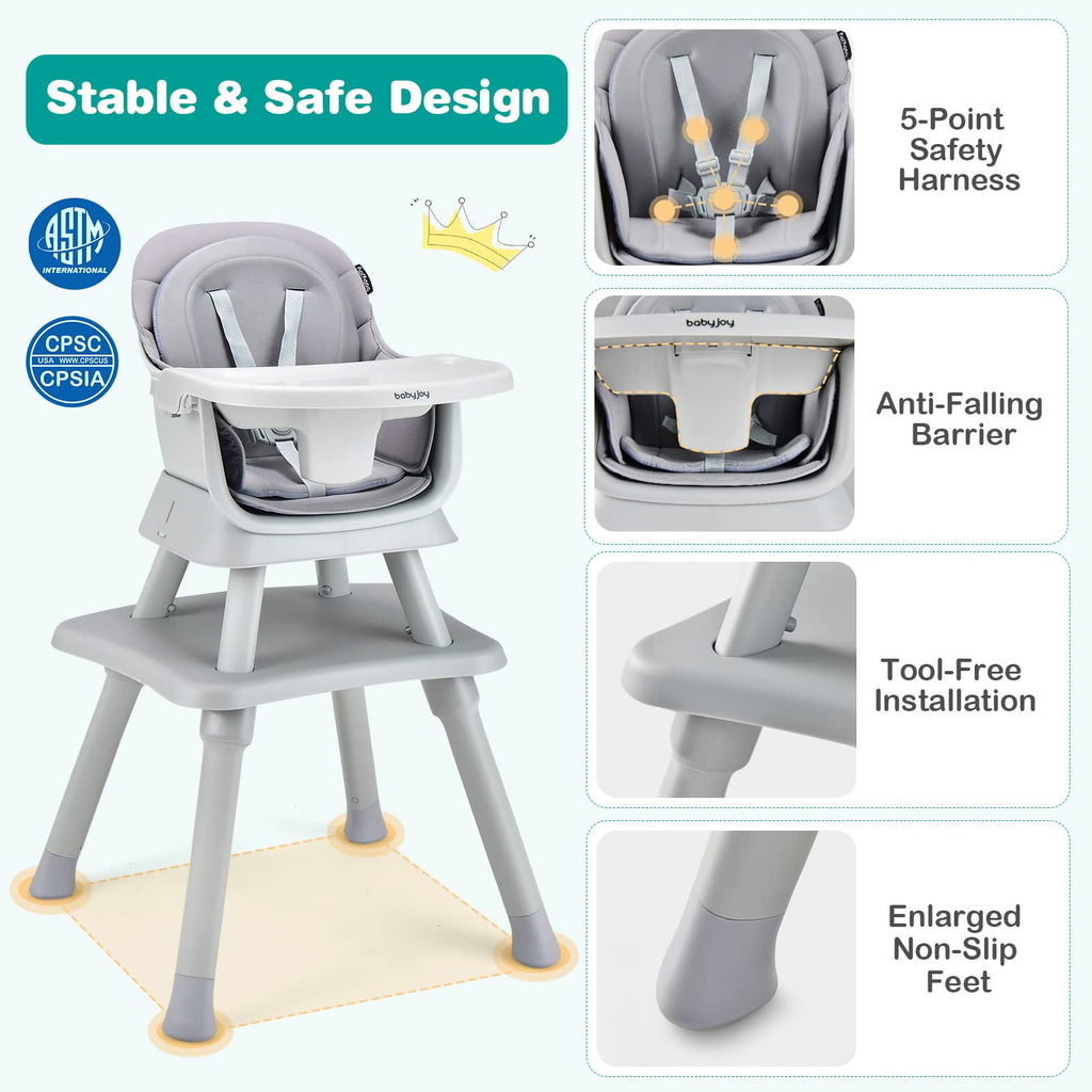 8 in 1 Convertible High Chair with Removable Tray E7157