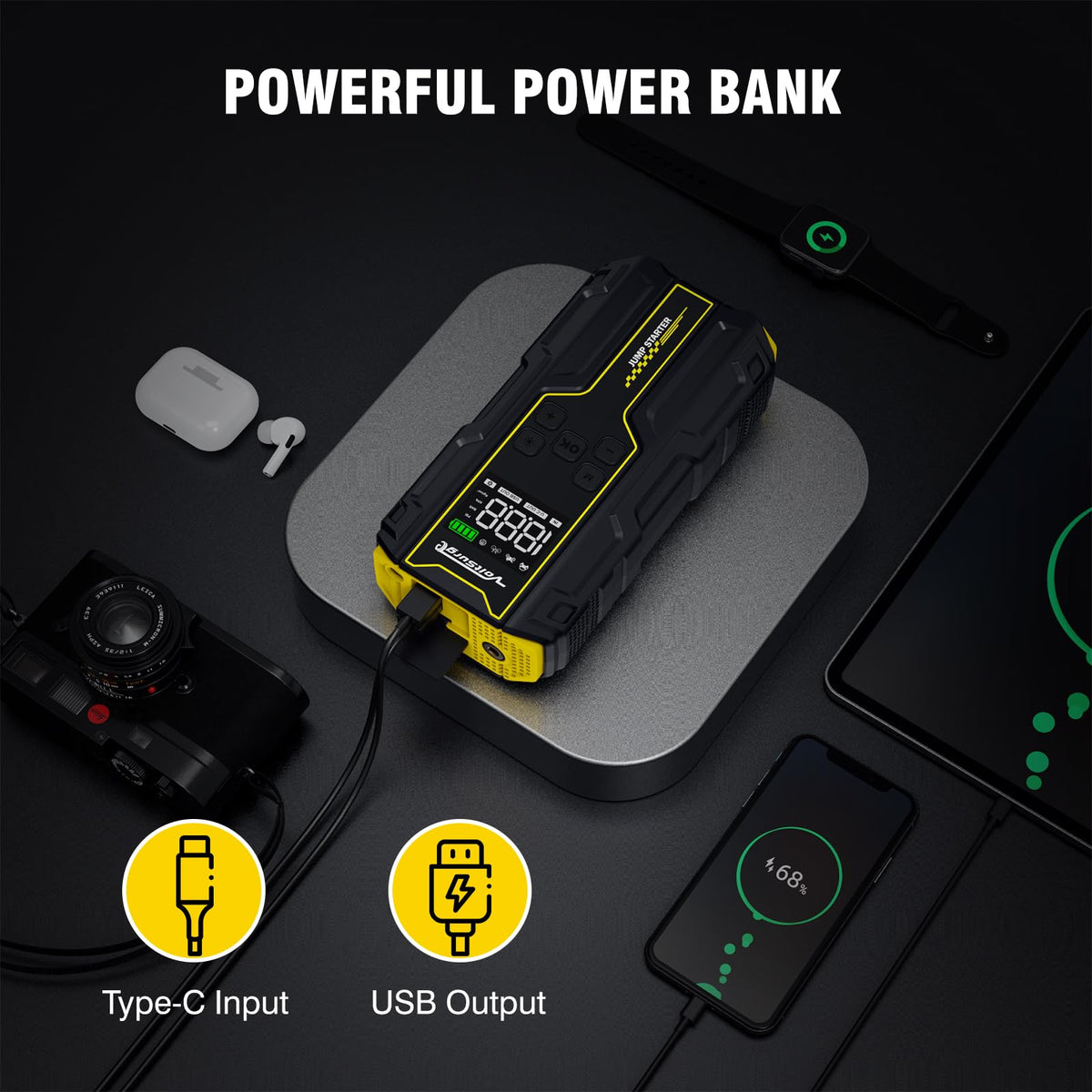 6000A Peak 12V Jump Starter with Air Compressor L865