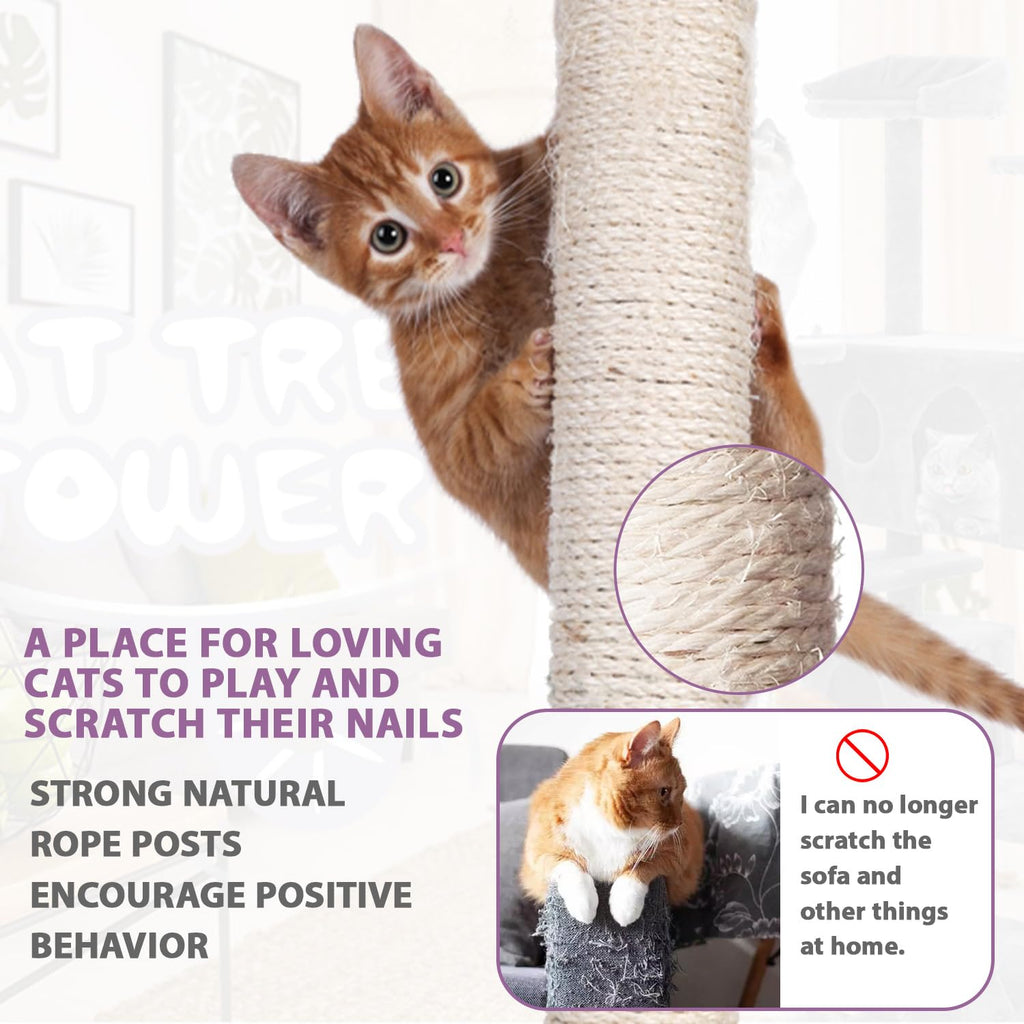 70 Inches Multi-Level Cat Tree with Scratching Posts Q896895