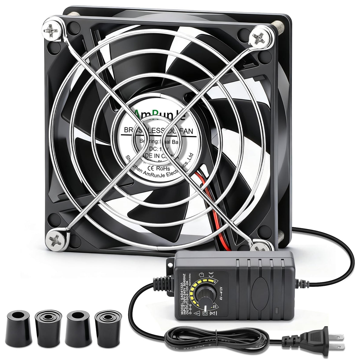 80mm 12v Small Computer Fan with AC Plug R12425