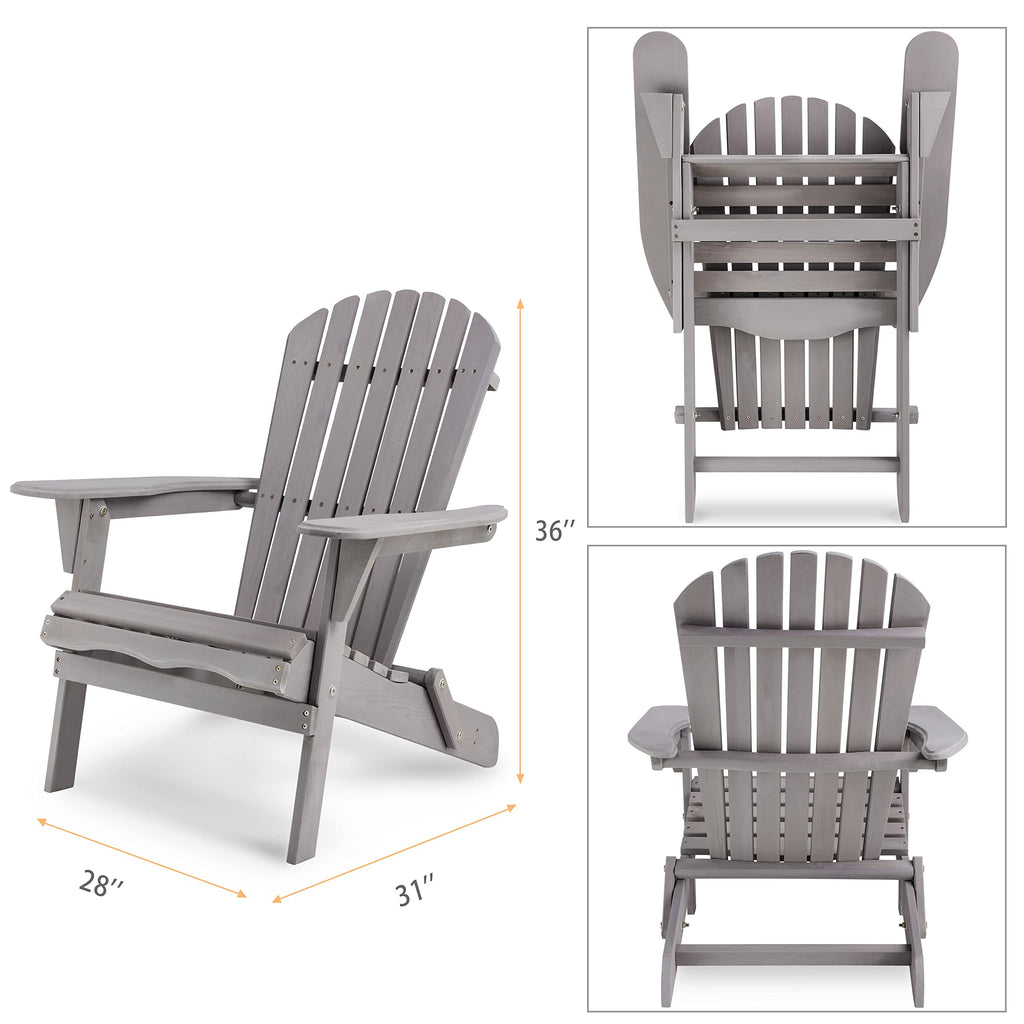 Wooden Folding Adirondack Chair Set of 2 Solid Cedar R892955
