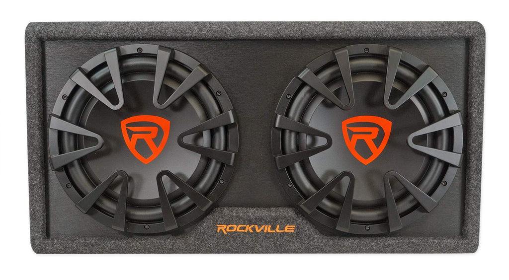 Dual 12" Slim Vented Powered Car Subwoofer Enclosure B10974