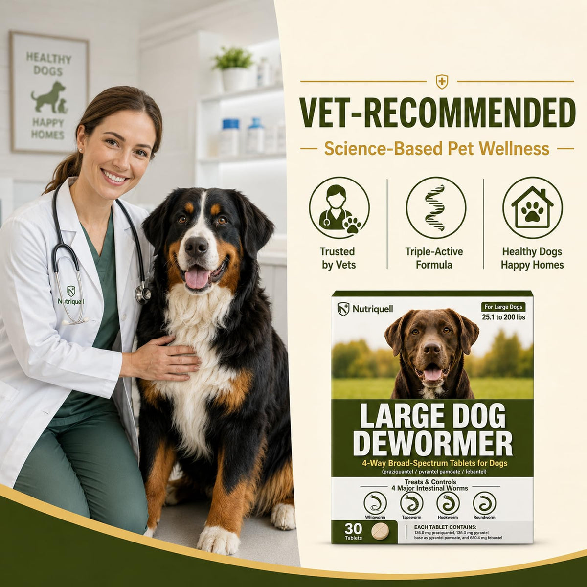 Medium and Large Dog Dewormer Tablets V8577