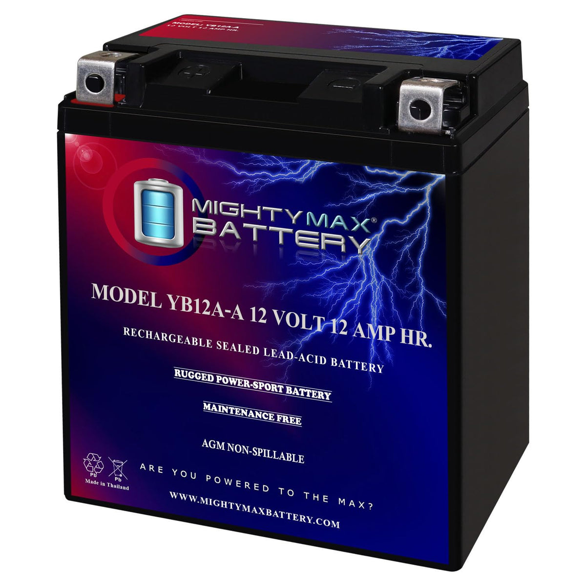 12 Volt 12 AH Rechargeable SLA AGM Motorcycle Battery M91260