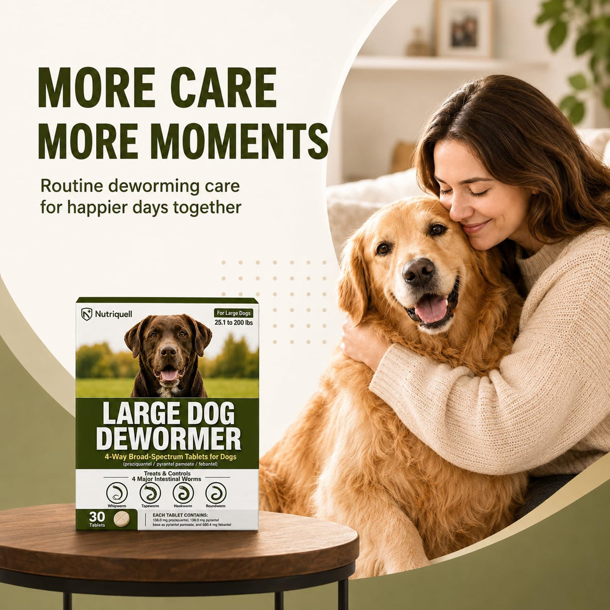 Medium and Large Dog Dewormer Tablets V8577