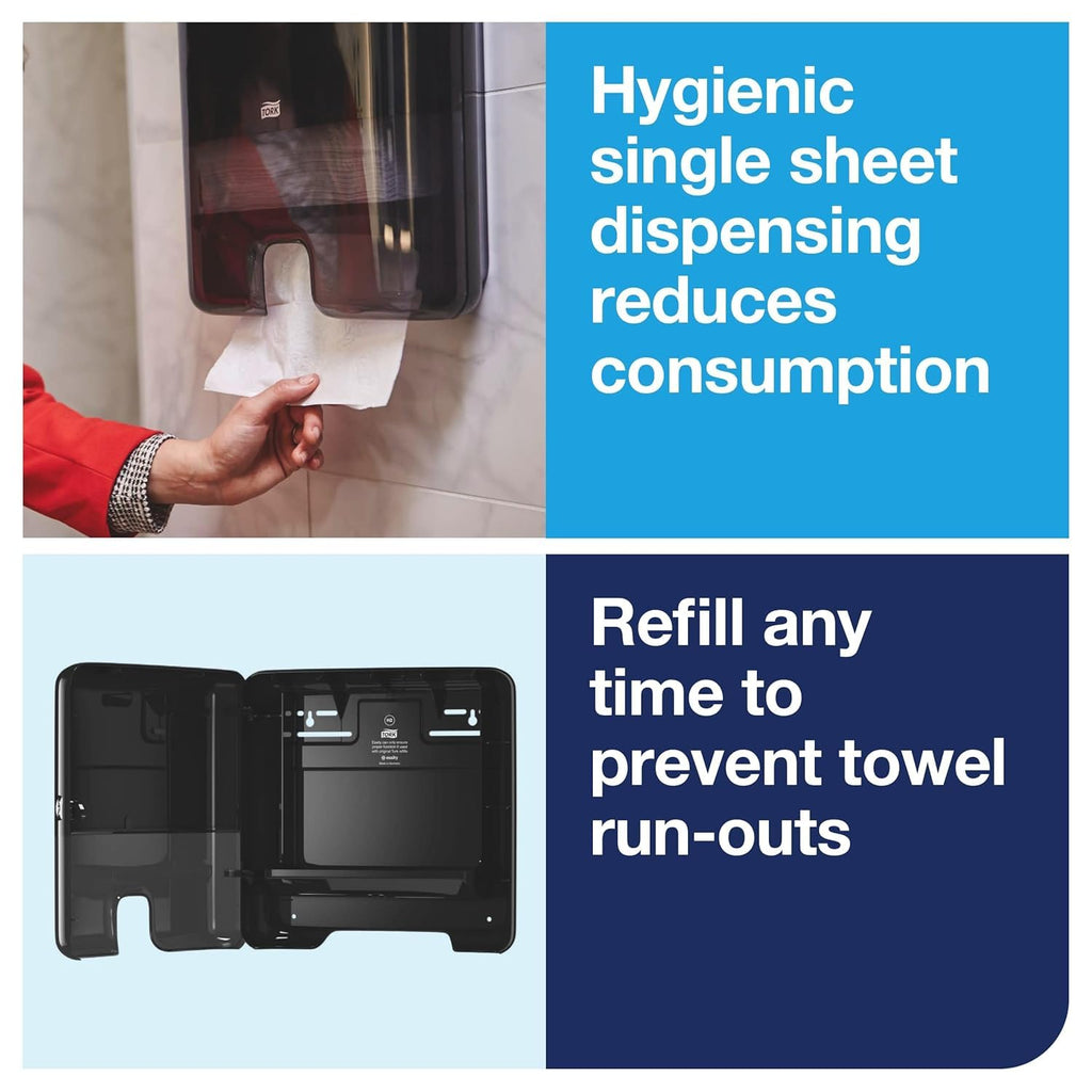 Black Multifold Hand Towel Dispenser and Natural Recycled Hand Towels U30450