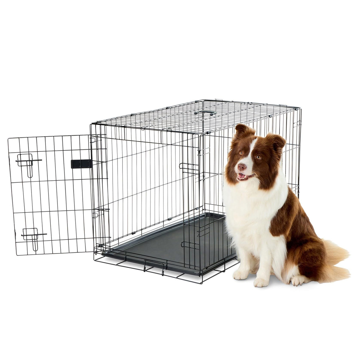 36" Foldable Metal Dog Crate with Removable Tray S72750