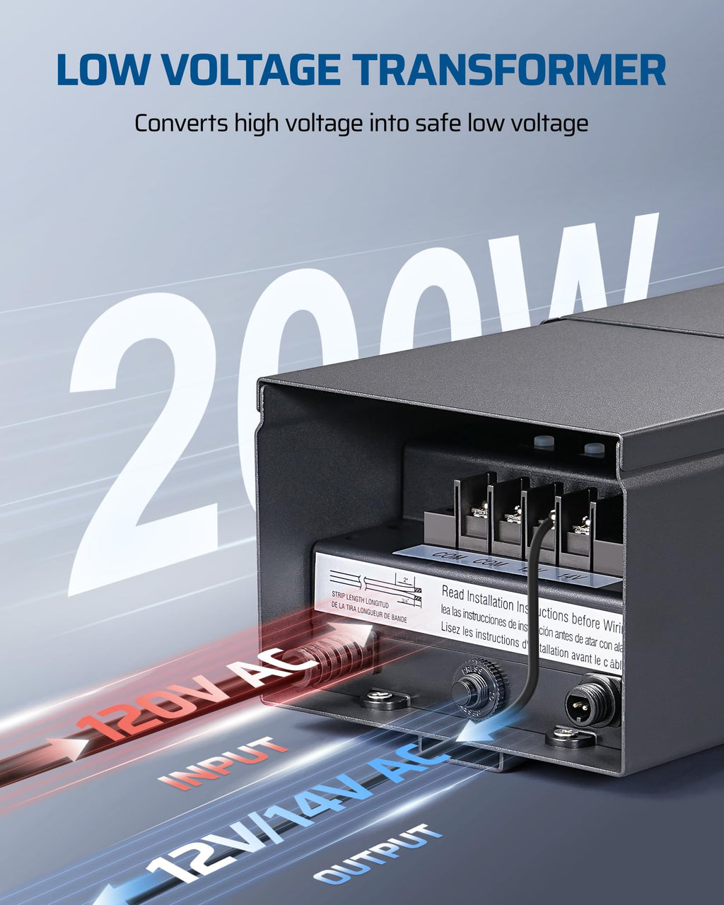 200W Low Voltage Landscape Lighting Transformer I558955