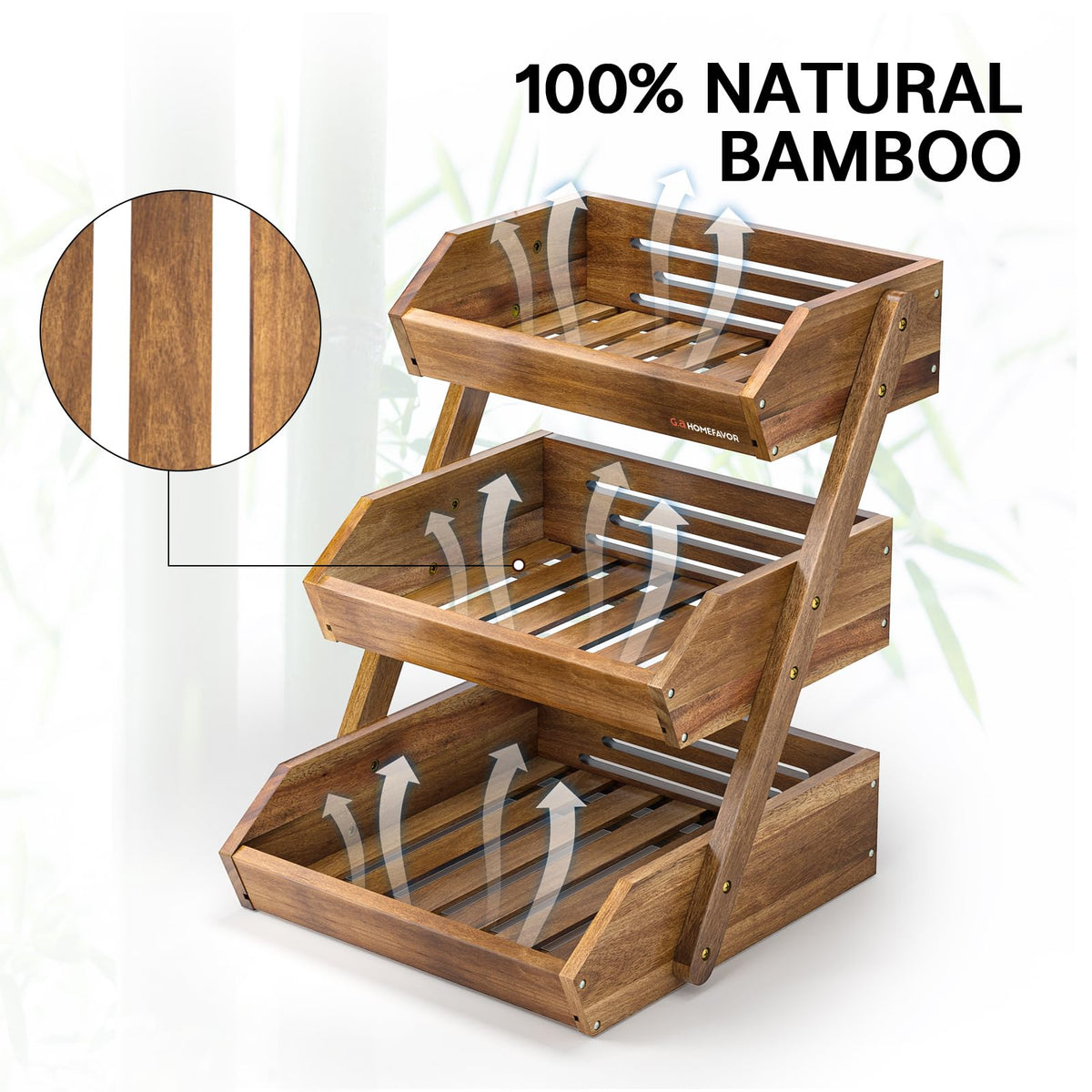 3-Tier Acacia Wood Fruit Basket U285918