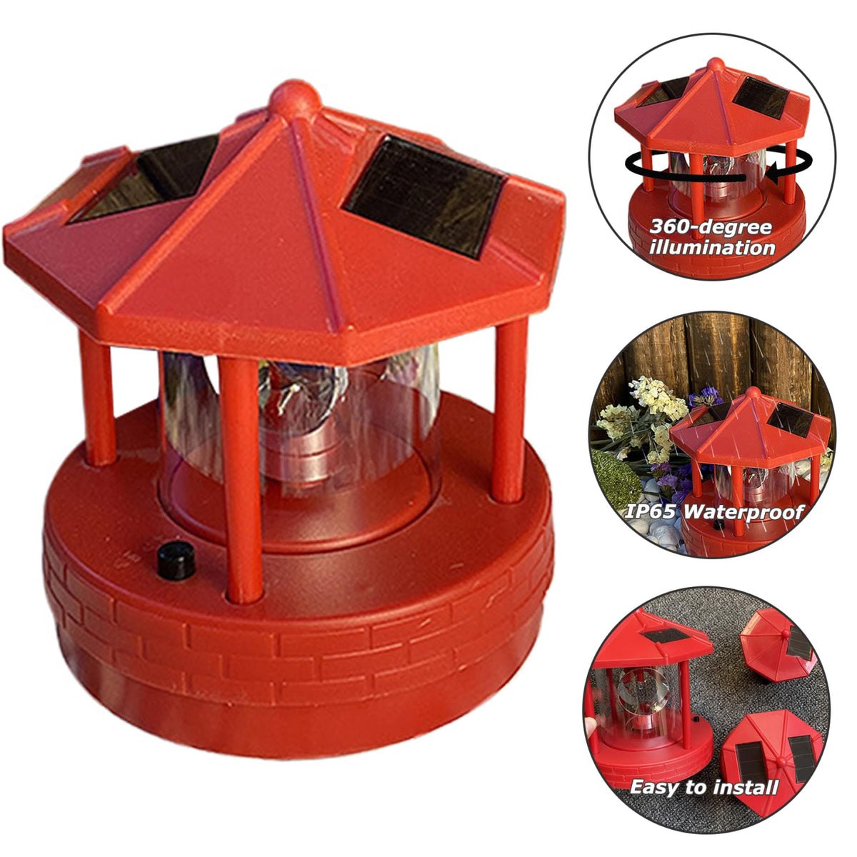 Solar Lighthouse with 360° Rotating Beacon V8144