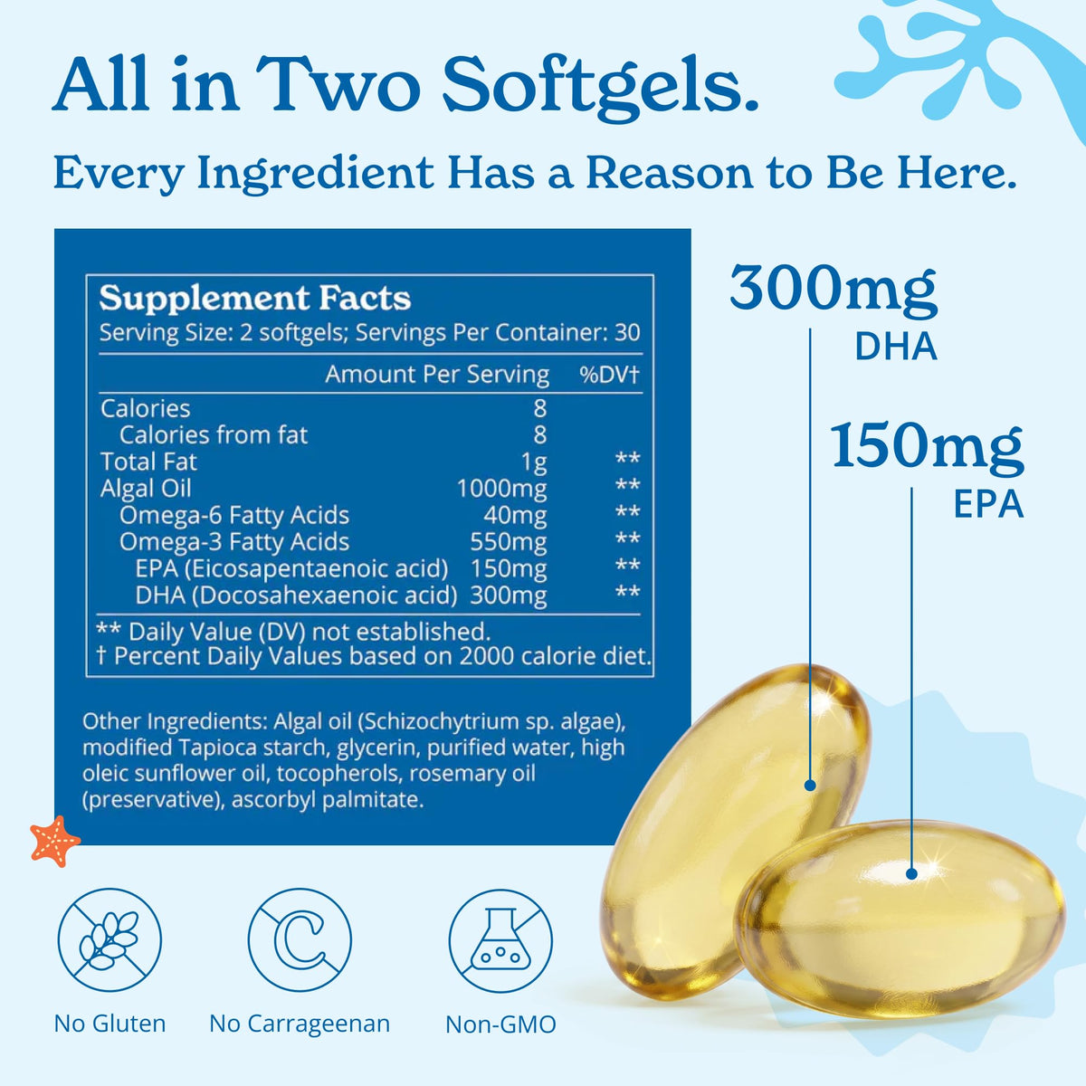 Vegan Omega 3 Algae Oil 120 Count Softgels M523164