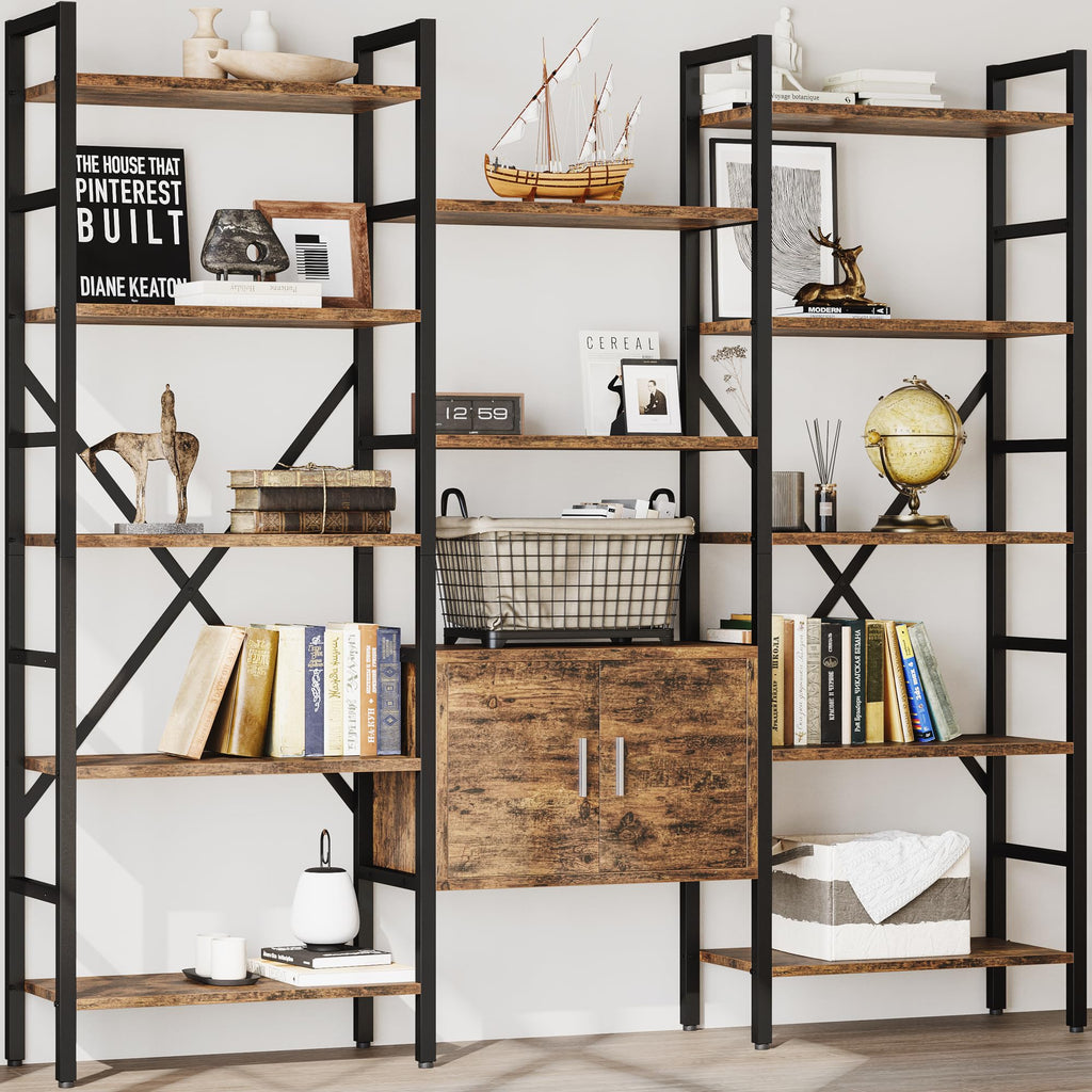 70 x 70" 5 Tier Bookcase with Storage Cabinet Rustic Brown U227908