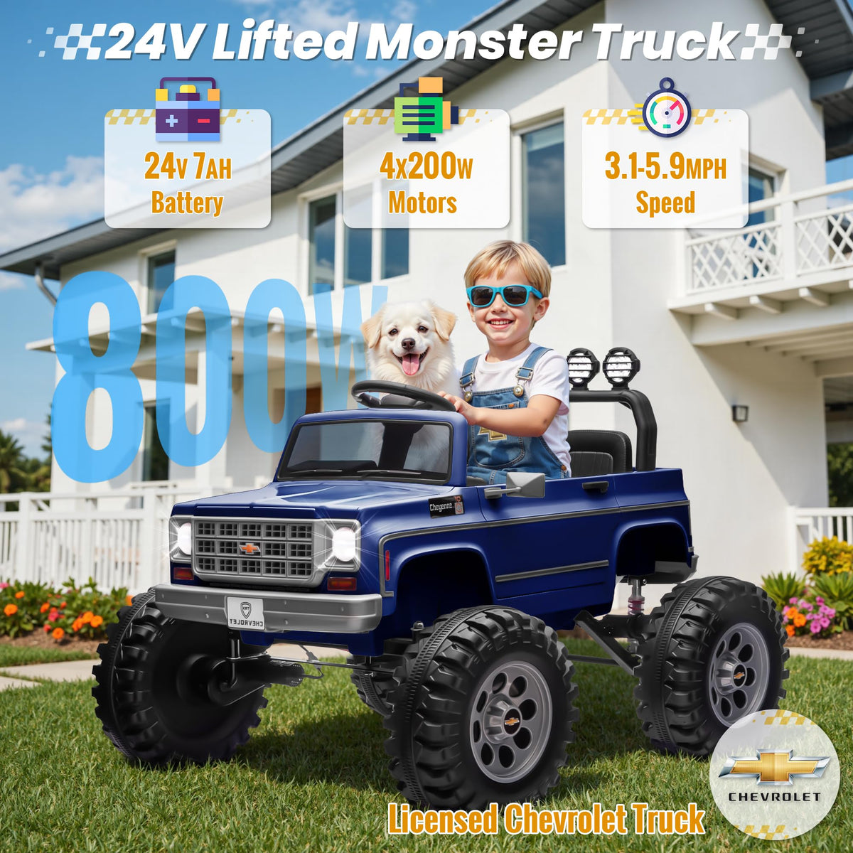 24V Blue 4WD Ride on Monster Truck Car Y398