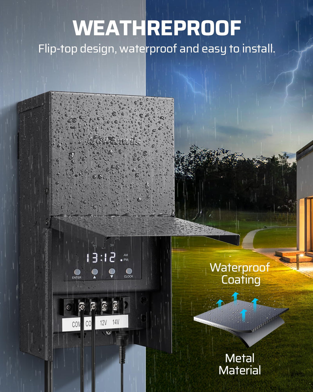 200W Low Voltage Landscape Lighting Transformer I558955