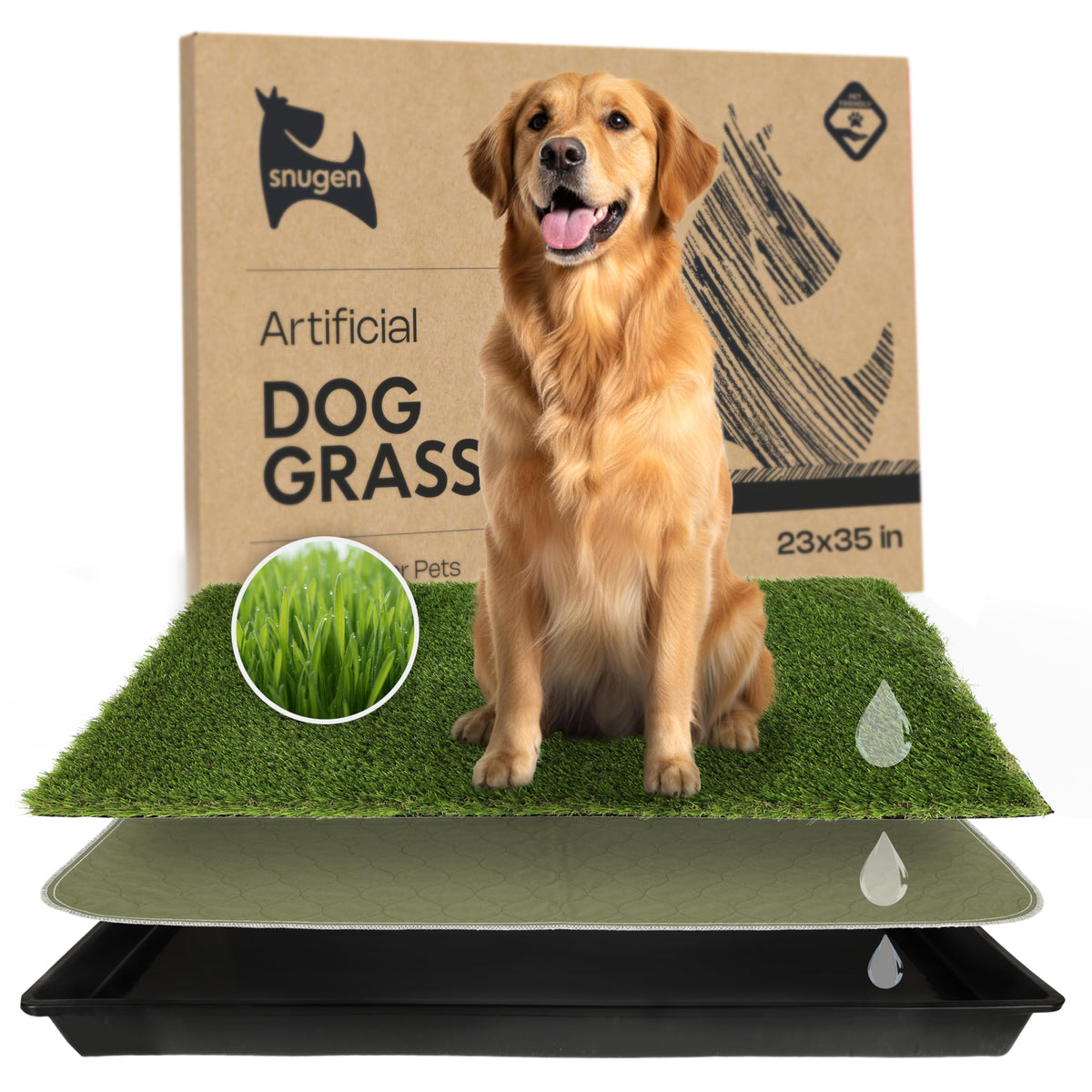 23”x35” Artificial Grass Dog Potty Pad with Tray G401