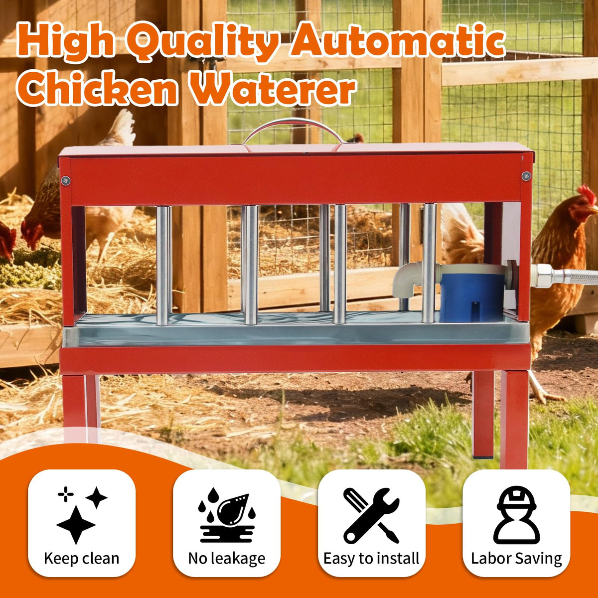 Automatic Stainless Steel Poultry Waterer with Float Valve W134253