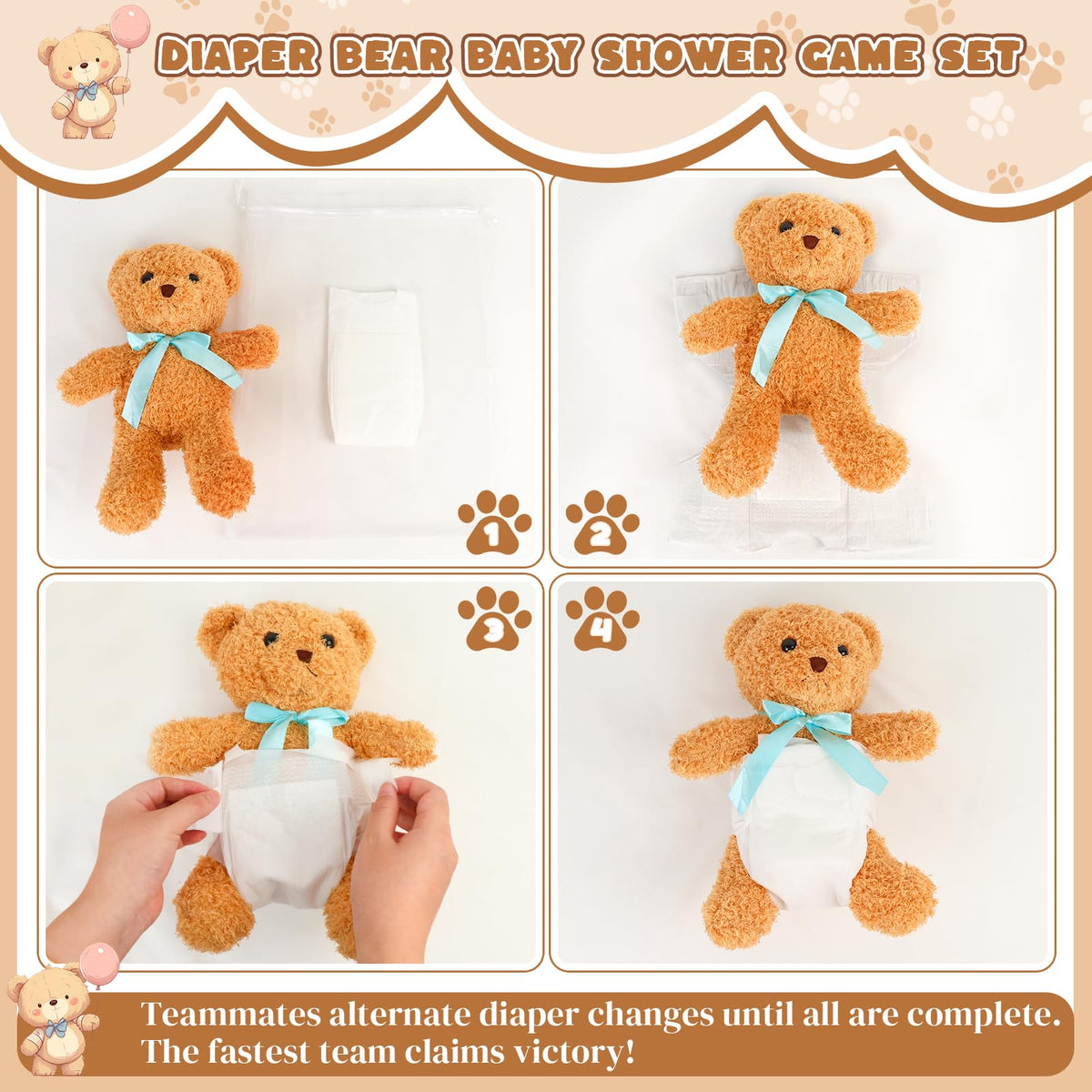 25 Pack Baby Shower Games Blindfold Diaper Changing Kit F4406