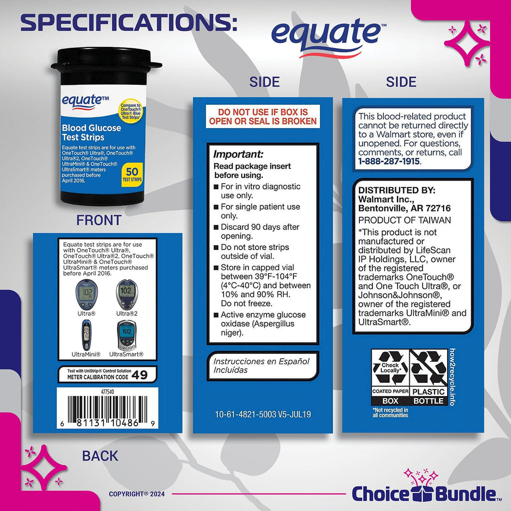 Blood Glucose Test Strips 100 Total M832