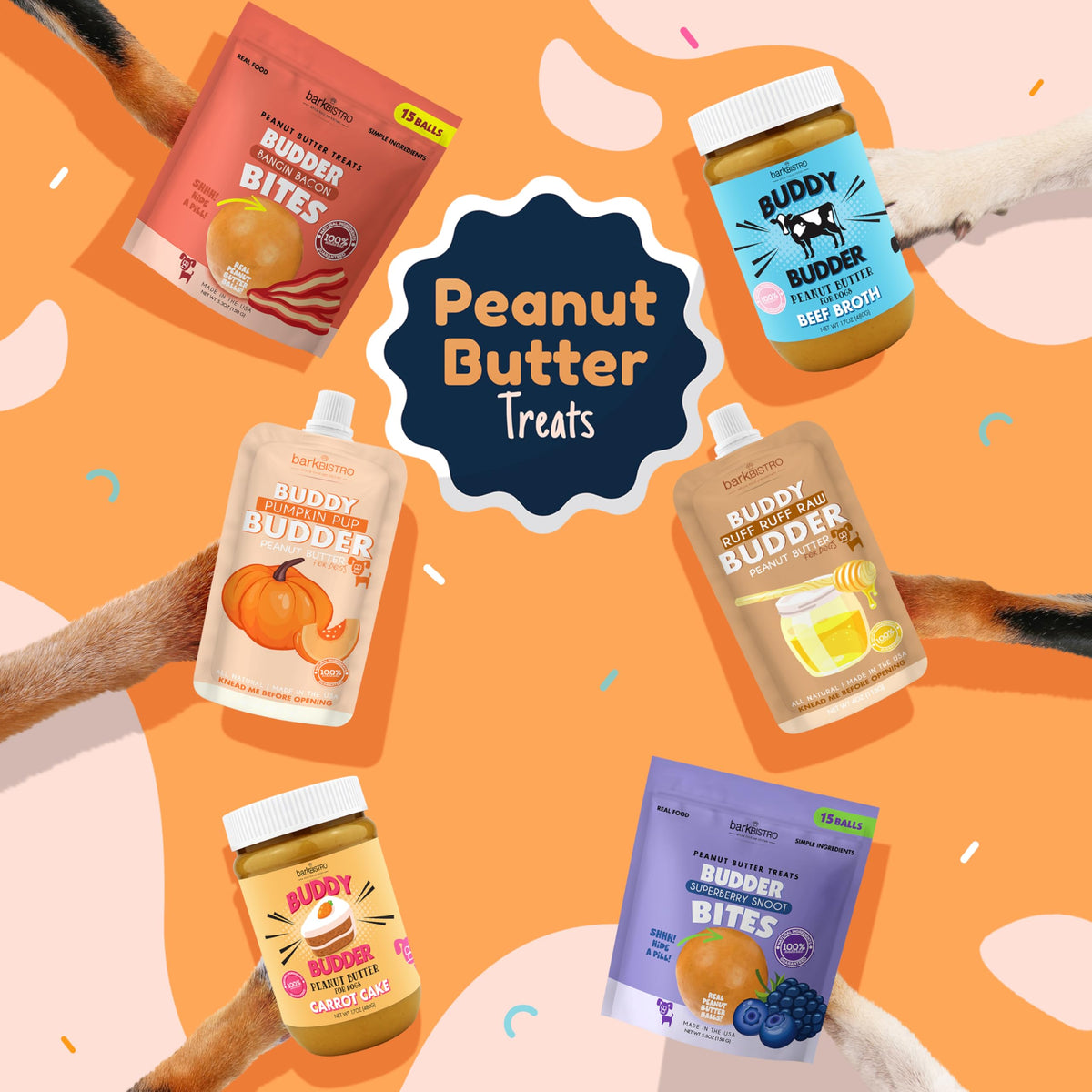100% All Natural Peanut Butter Dog Treats Set of 2 17oz Jars with Lickmat S8894