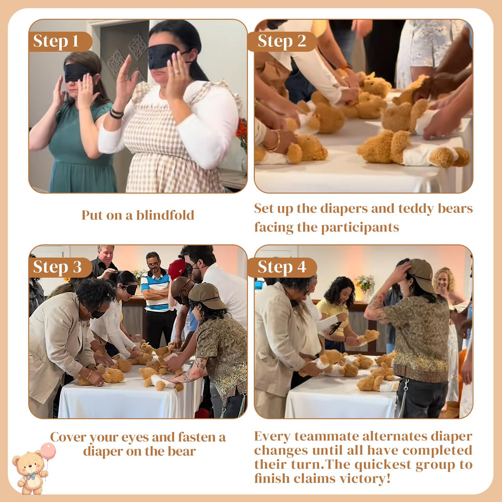 25 Pack Baby Shower Games Blindfold Diaper Changing Kit F4406