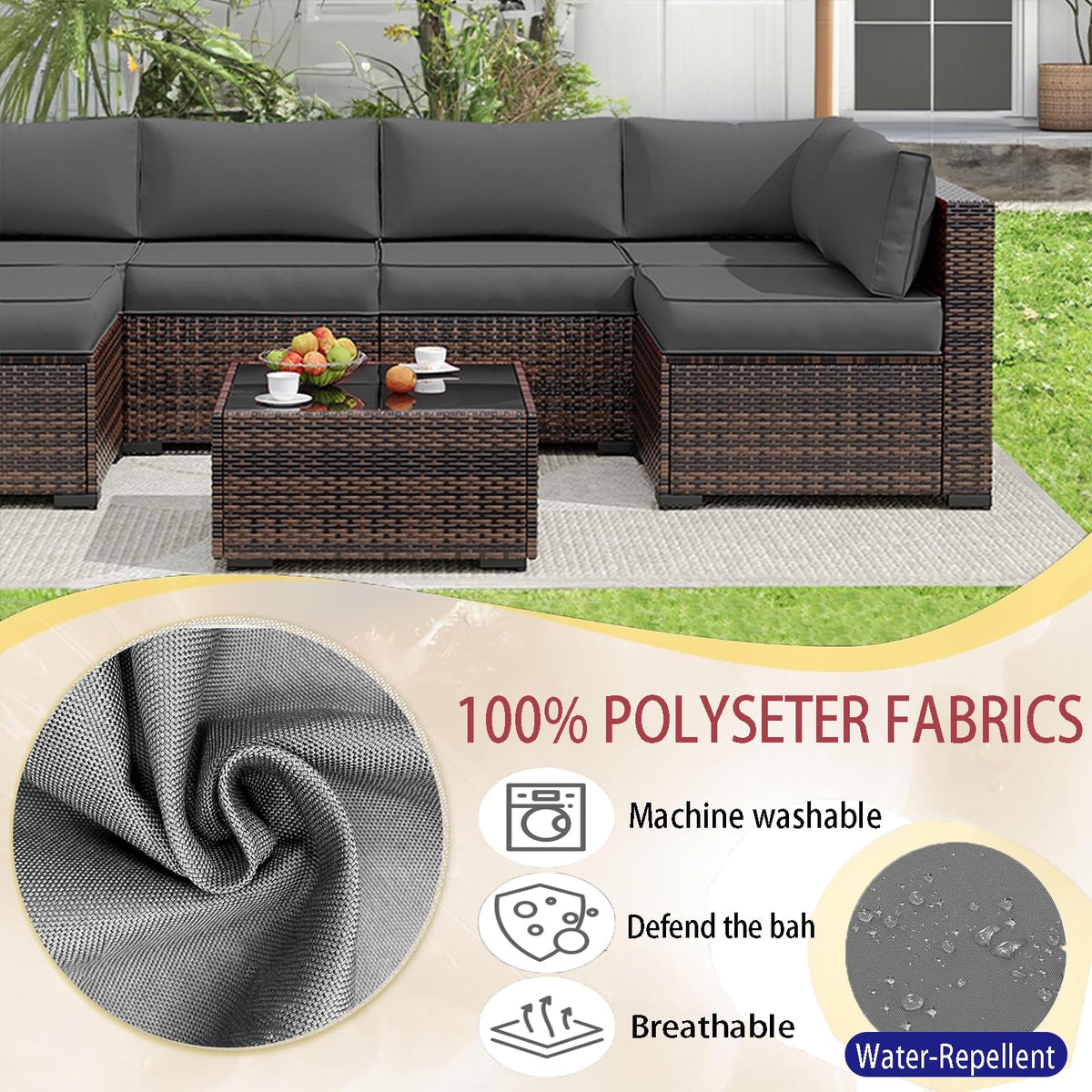 Light Blue 14-Piece Water-Repellent Outdoor Replacement Cushions Set M1375