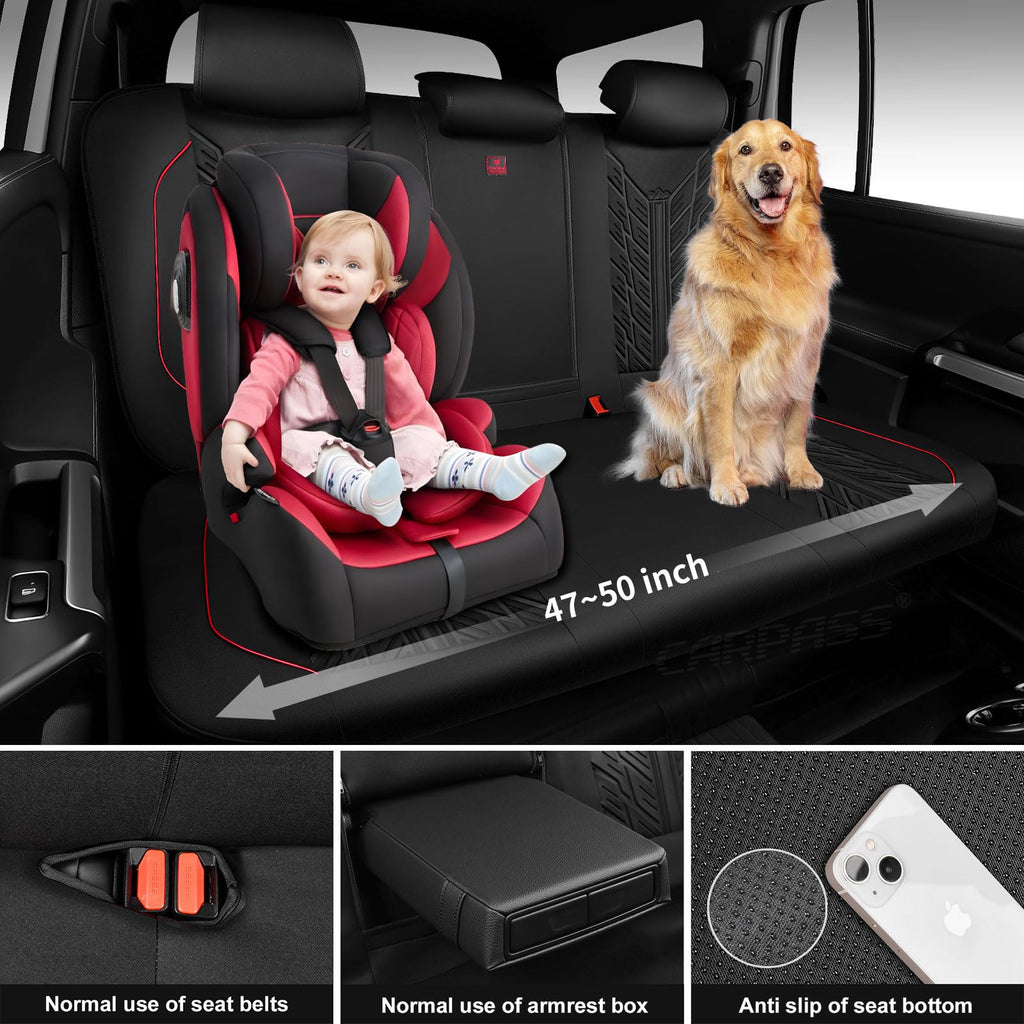 Waterproof Neoprene Car Seat Covers Full Set 5 Seats Black Red F467